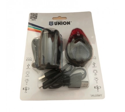 Světlo přední a zadní diodové UN-200 + UN-210, USB, černé