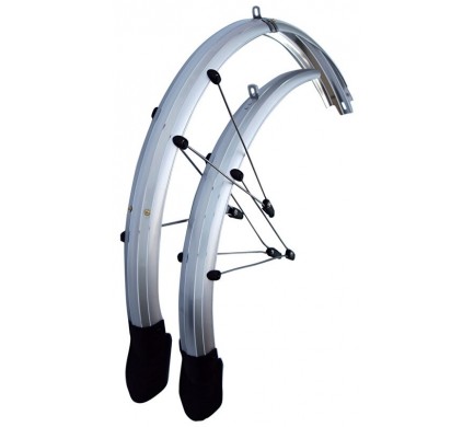 Blatníky set OLYMPIK 26" Lux se zástěrkou, 60mm, stříbrné Blatníky set OLYMPIK 26" Lux se zástěrkou, 60mm, stříbrné