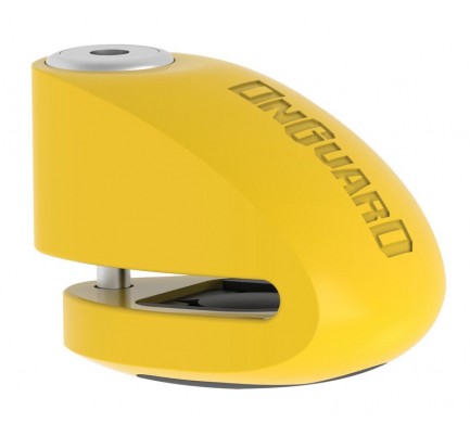 Zámek ONGUARD diskový s alarmem, žlutý, 6mm pin, 5-ti klíči (jeden s diodou), pouzdro