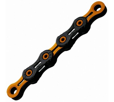 Řetěz KMC DLC 11 oranžovo/černý v krabičce 118 čl.