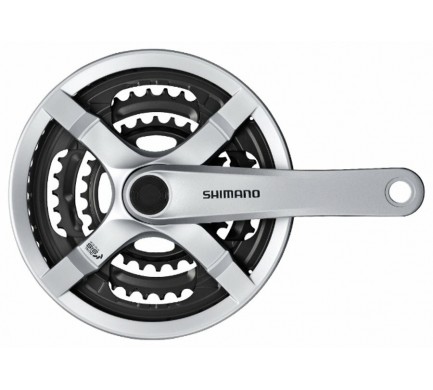 Kliky SHIMANO Tourney FC-TX501-S 170mm 42-34-24 zubů, stříbrné s krytem, v krabičce