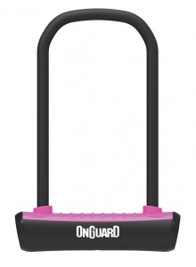 Zámek ONGUARD podkova 115x230x11mm, růžová, 2klíče, držák
