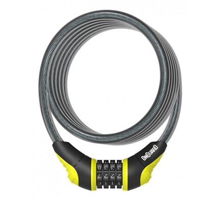 Zámek ONGUARD spirála 1800x10mm žlutý, stavitelný kód, držák