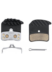 Brzdové destičky SHIMANO H03C-MFA metal, s chladiči čtyřpístkové, v krabičce