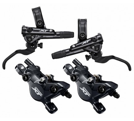 Brzda kotoučová SHIMANO XT M8100 přední a zadní komplet bez kotoučů a adapteru, J-kit v krabičce