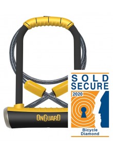 Zámek ONGUARD Pitbull podkova 115x230x14mm + lanko 1200x10mm, 5klíčů, držák