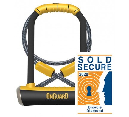 Zámek ONGUARD Pitbull podkova 115x230x14mm + lanko 1200x10mm, 5klíčů, držák