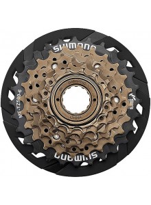 7-kolo SHIMANO MF-TZ500 14-28 zubů, hnědé/černé, s krytem paprsků