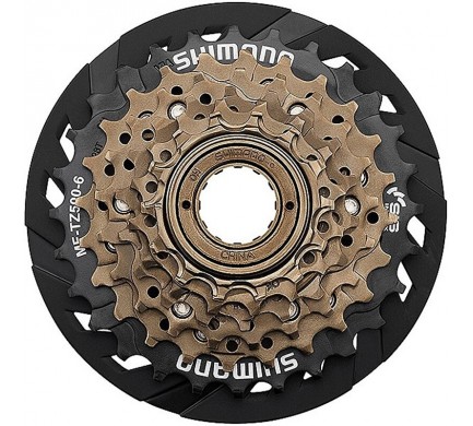 7-kolo SHIMANO MF-TZ500 14-28 zubů, hnědé/černé, s krytem paprsků