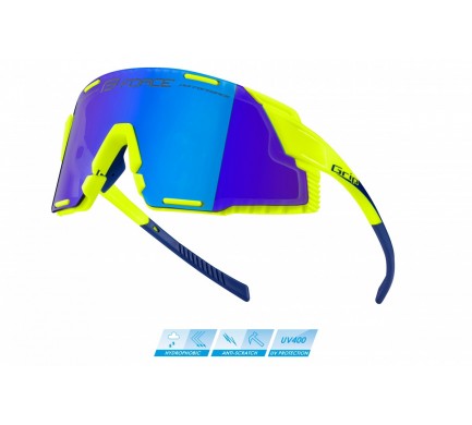 brýle FORCE GRIP fluo, modré revo sklo