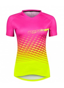 Dres F MTB ANGLE dámský krátký rukáv, růžovo-fluo M