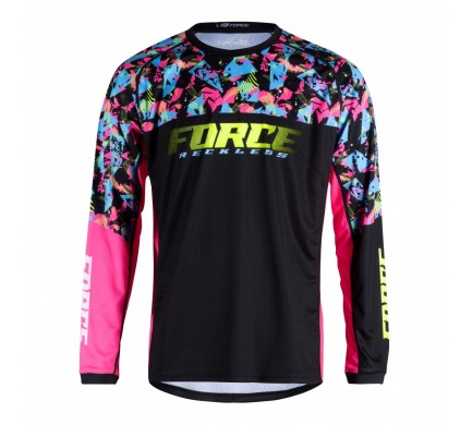 Dres F RECKLESS dlouhý rukáv, černo-růžovo-fluo XL