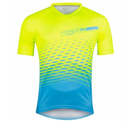 Dres FORCE MTB ANGLE krátký rukáv, fluo-modrý M