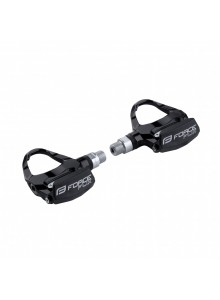 pedály FORCE FLIX nášlapné silniční + zarážky, črn