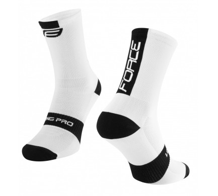 ponožky FORCE LONG PRO, bílo-černé L-XL/42-46
