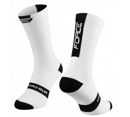 ponožky FORCE LONG PRO SLIM, bílo-černé S-M/36-41
