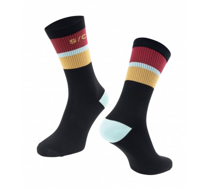 Ponožky FORCE STRIPE dlouhé, černé L-XL/42-46