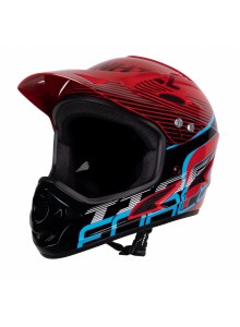 přilba FORCE TIGER downhill,červ.-černo-modrá L-XL