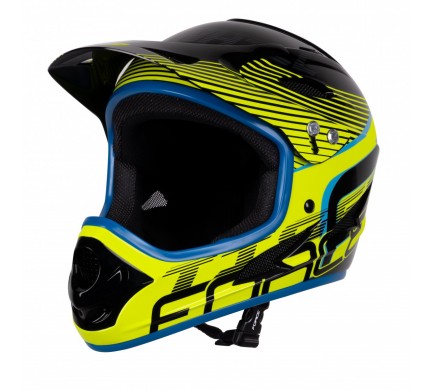 přilba FORCE TIGER downhill, črn-fluo-modrá L - XL