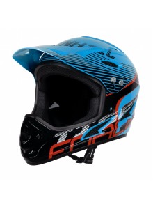 přilba FORCE TIGER downhill,modro-černo-červ. L-XL