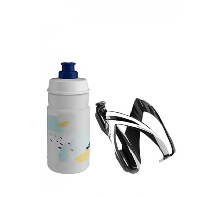 Láhev s košíkem  ELITE KIT CEO blk/wh+clear/blue J
