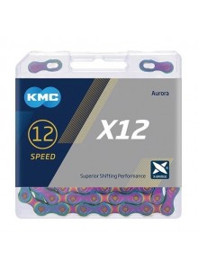 Řetěz KMC X-12 Aurora 126 článků box (rainbow)