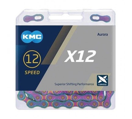 Řetěz KMC X-12 Aurora 126 článků box (rainbow)