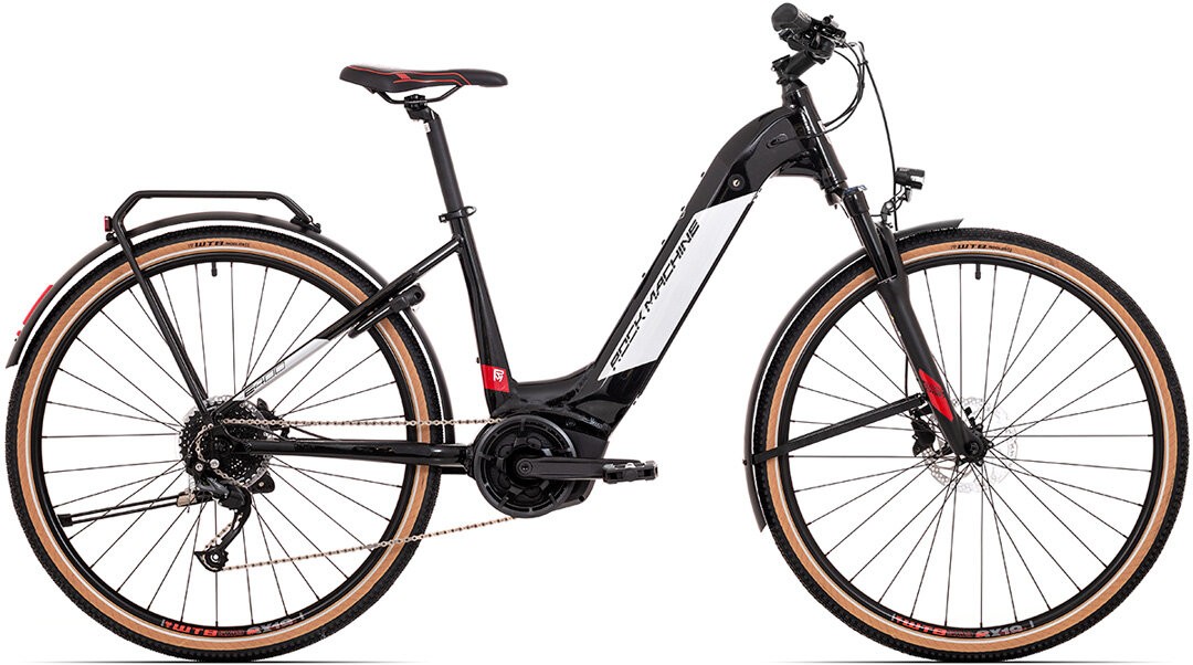 Elektrokolo ROCK MACHINE CrossRide INT e400 Bosch touring (M) gloss black/silver/red