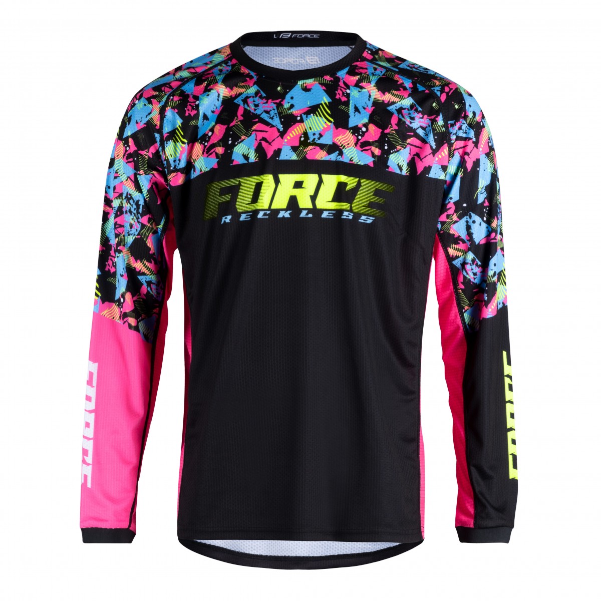 Dres F RECKLESS dlhý rukáv, čierno-ružovo-fluo M