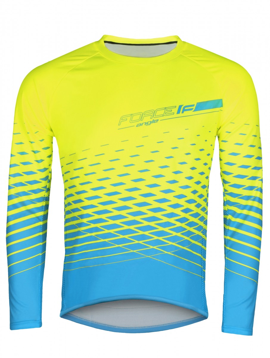 Dres FORCE MTB ANGLE dlhý rukáv, fluo-modrý S