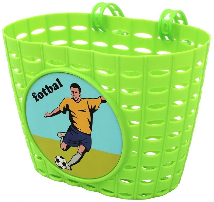 Košík predný na detský bicykel, zelený Futbal
