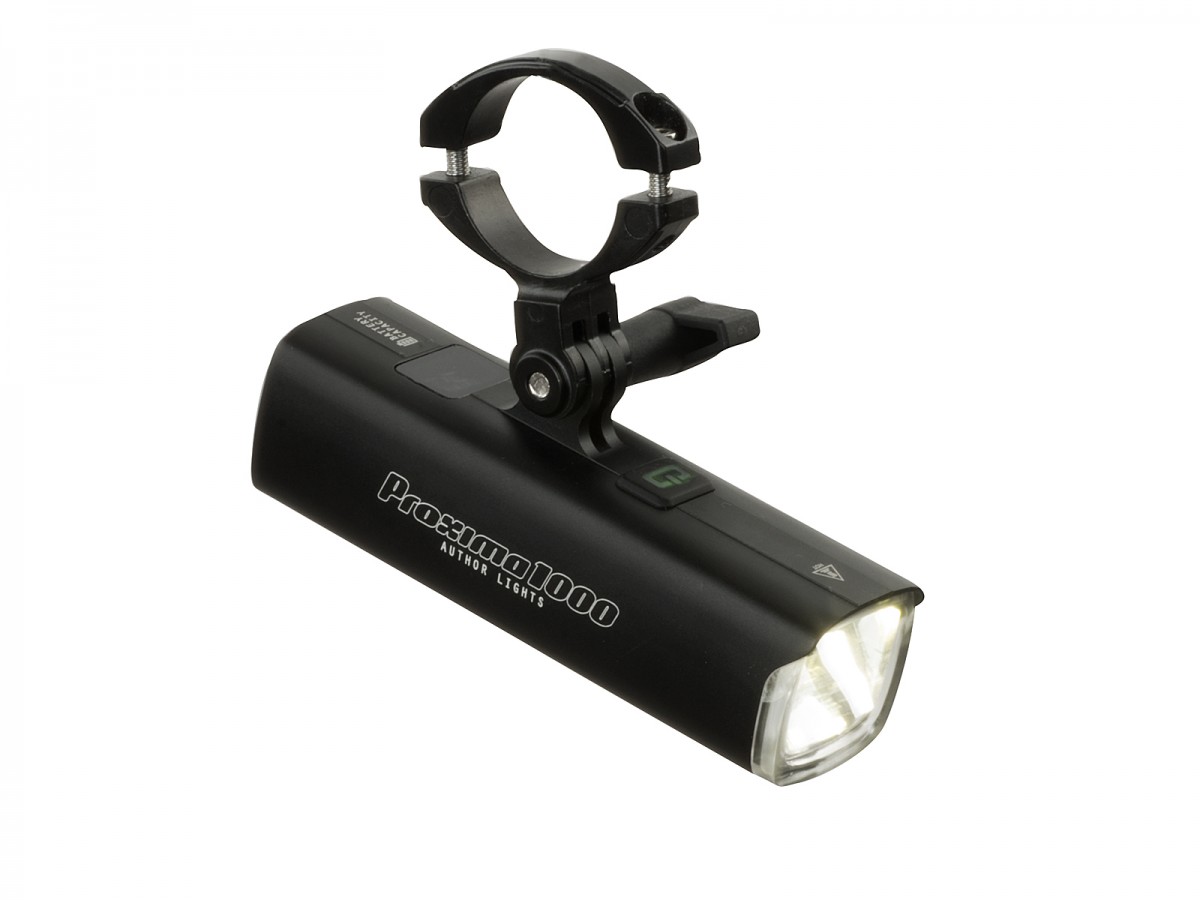 Svetlo predné AUTHOR PROXIMA 1000 lm / GoPro 25- 32 clamp USB Alloy (čierna)