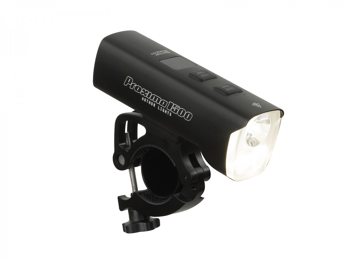 Predné svetlo AUTHOR PROXIMA 1500 lm / HB 25-32 mm USB Alloy (čierna)