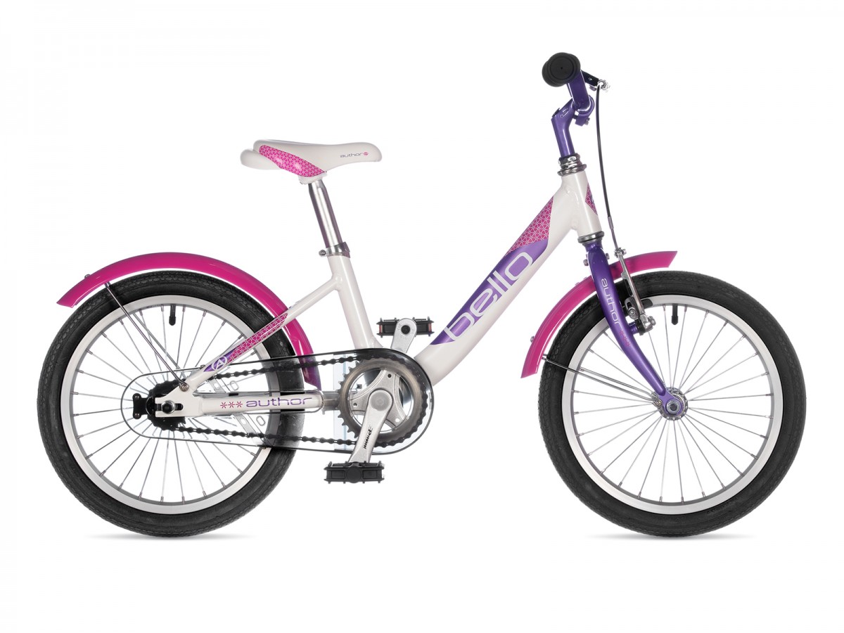 Detský bicykel Author Bello 16" 2023 9" biela/fialová/ružová