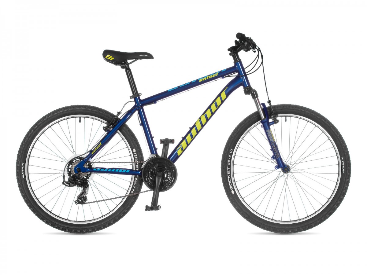MTB XC bicykel Author Outset 26" 2023 15" modrá/limeta