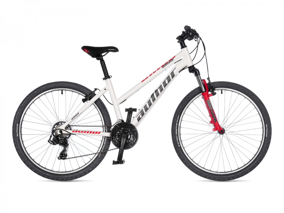 Dámsky MTB bicykel Author Unica 26" 2023 18" biela/červená/strieborná
