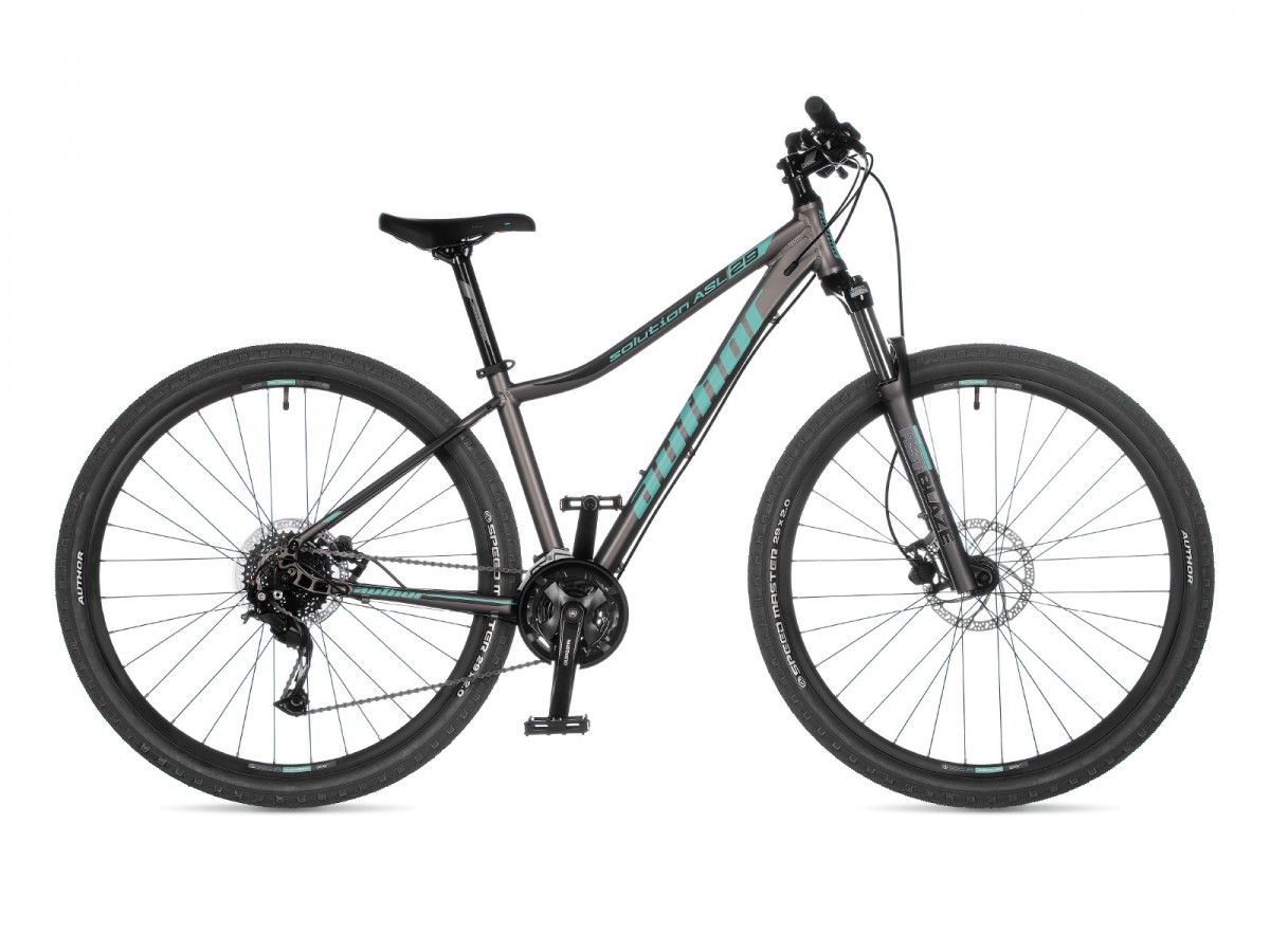 Dámsky MTB bicykel Author Solution 29" ASL 2023 18" strieborná-matná/zelená