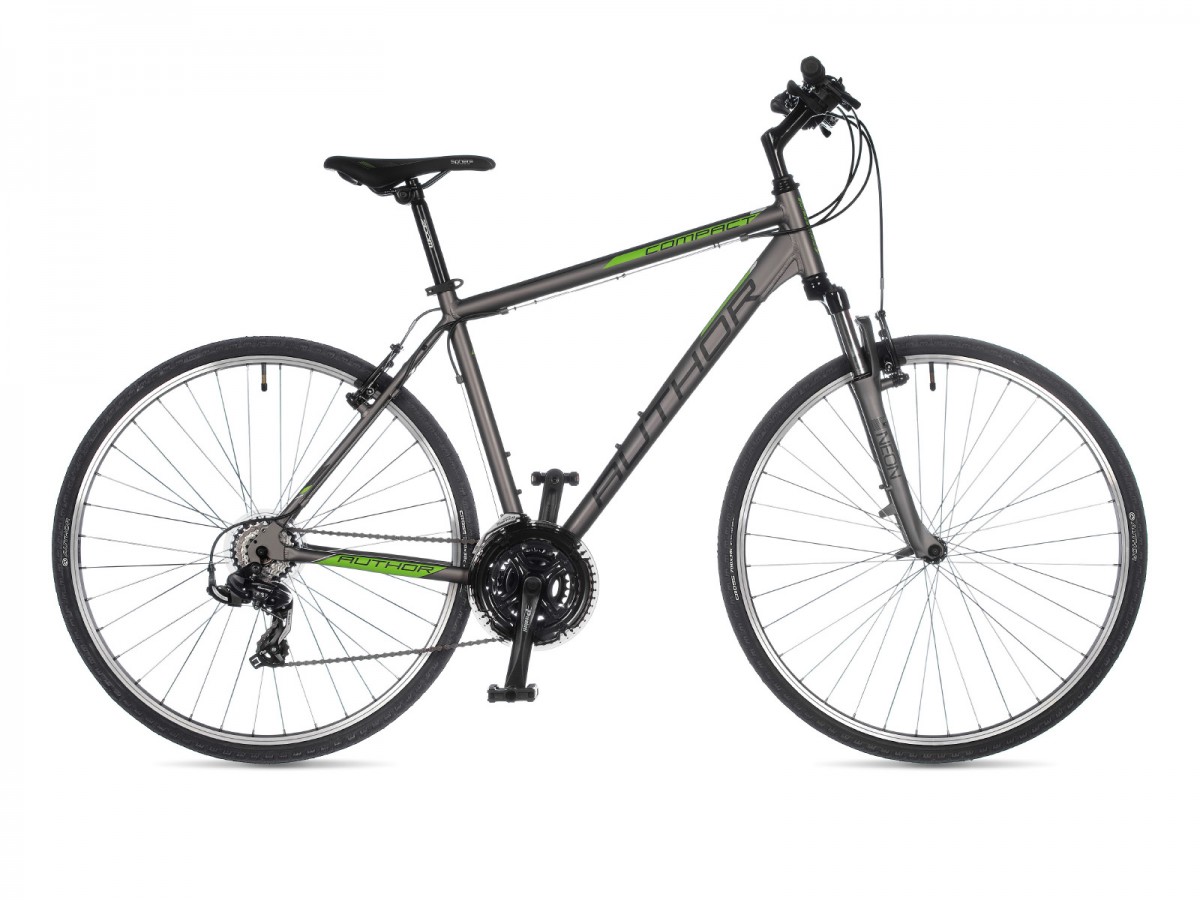 Krosový bicykel Author Compact 2023 18" strieborná-matná/zelená