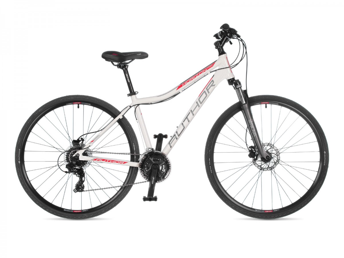 Dámsky krosový bicykel Author Horizon ASL 2023 17" biela/strieborná/červená