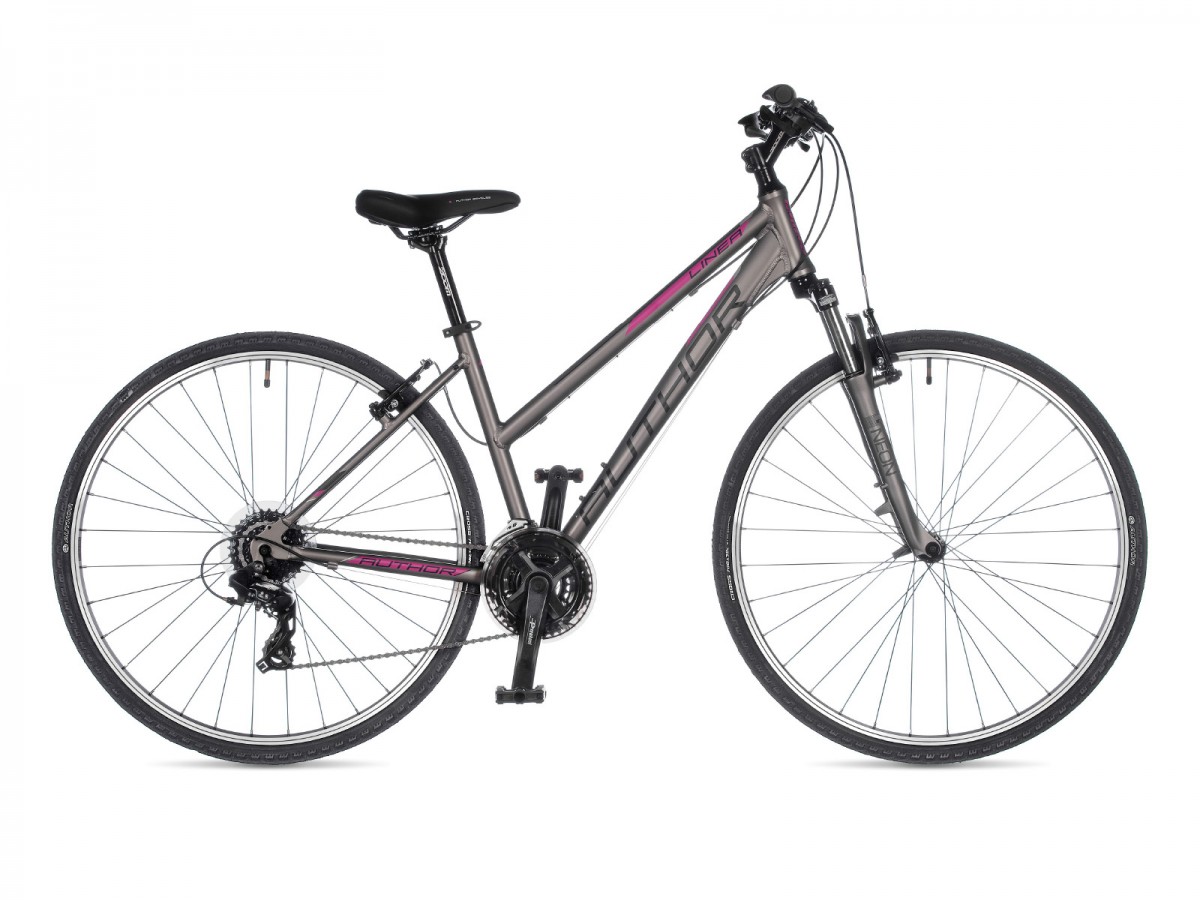 Dámsky krosový bicykel Author Linea 2023 19" strieborná-matná/ružová