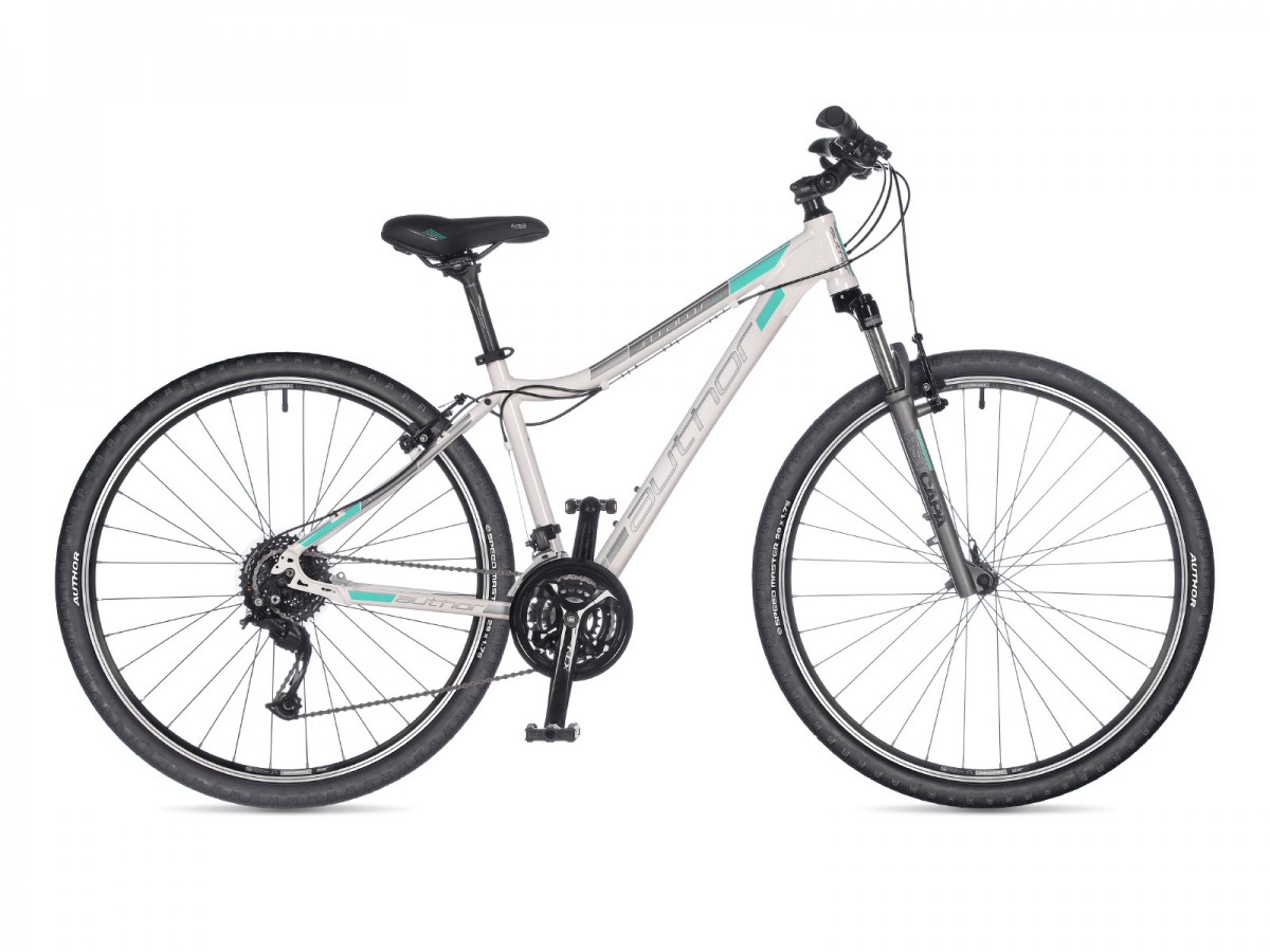 Dámsky krosový bicykel Author Stratos ASL 2023 17" biela/zelená/strieborná