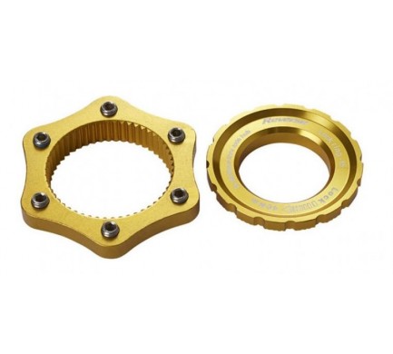 Adaptér Reverse kotouče diskové brzdy zlatý centerlock/6-otv.