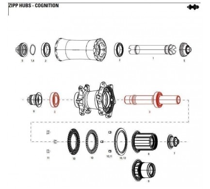 11.2018.032.002 - AXLE WITH BEARINGS REAR COGNITION NSW Množ. Uni