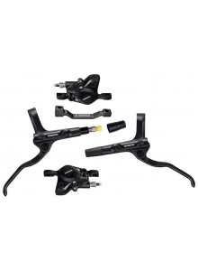 Brzda kotoučová SHIMANO MT200 černá, přední + zadní komplet bez kotoučů / černé hadice (zadní J-kit)