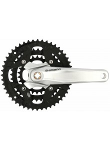 Kliky SHIMANO Alivio FC-M431-S 170mm, 48x38x28 zubů, stříbrné, bez krytu, 9 speed, pro osu čtyřhran