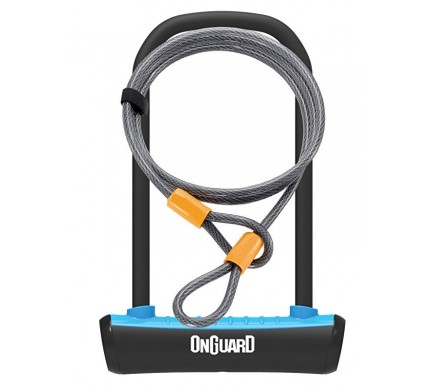 Zámok ONGUARD podkova 115x230x11 mm + lanko 1200x10 mm, modrá, 2 kľúče, držiak