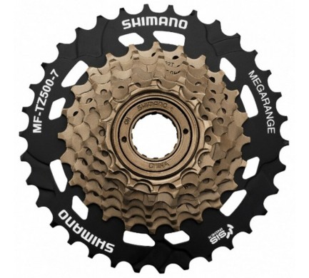 7-kolo SHIMANO MF-TZ500 14-34 zubů Megarange, stříbrné/černé, v krabičce