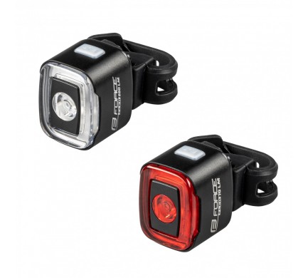 Blikačky sada FORCE FLEA 200 LM, USB přední+zadní