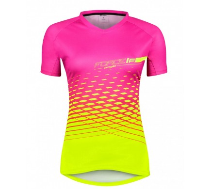 Dres F MTB ANGLE dámsky krátky rukáv, ružovo-fluo XL