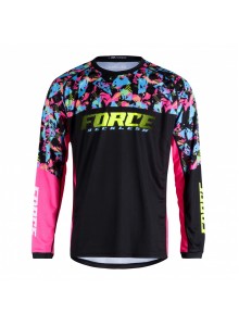 Dres F RECKLESS dlhý rukáv, čierno-ružovo-fluo XL